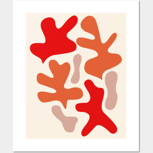 Tropical abstract shapes - Red Posters and Art